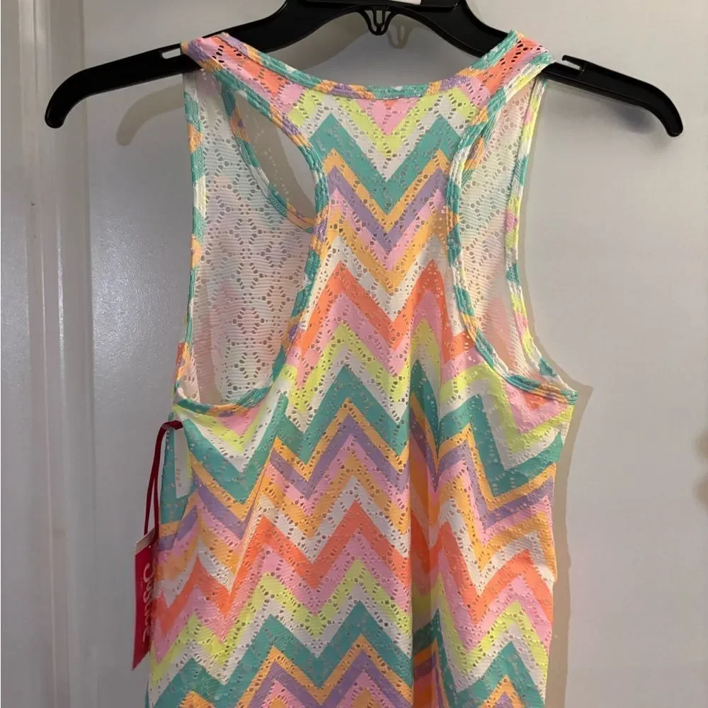 Colorful Justice Chevron Tank Style Coverup Girls Sz M /10